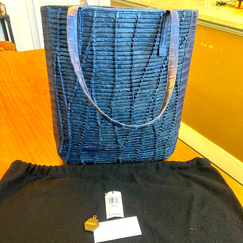 Nancy Gonzalez Blue Crocodile Tote Bag